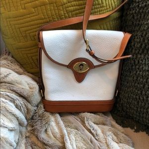 Dooney & Burke white/ tan leather cross body purse